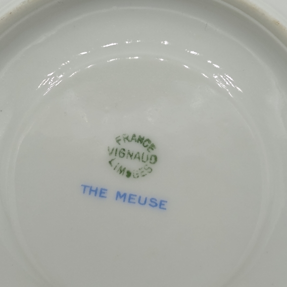 Vignaud Limoges Meuse 24k Gold Trim Floral Tea Saucers Set 8 Antique Vintage - Picture 6 of 13